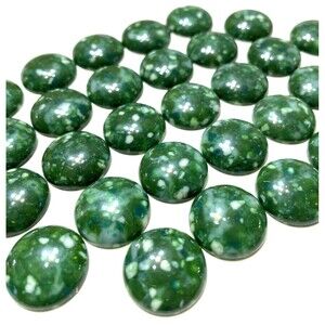 Vintage Green Cabochon Lot 18mm 30pcs Round Smooth Flat Back